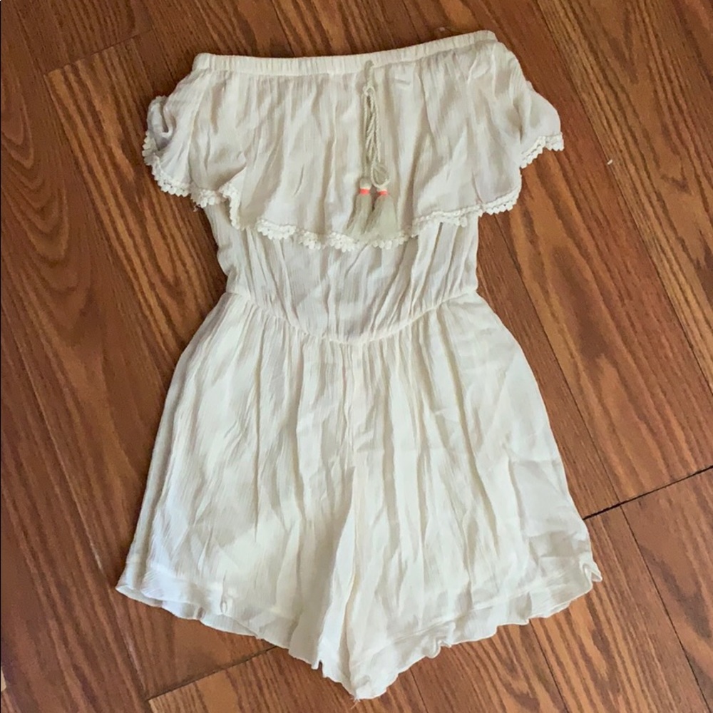 Cream Sleeveless Romper
